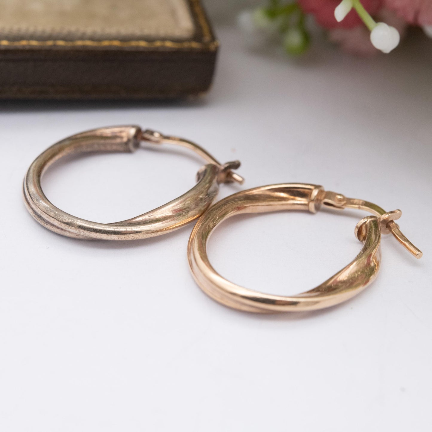 Vintage Sterling Silver Gold Plated Hoop Earrings - Twisted Minimalist Design | Everyday Jewellery | Gift for Her