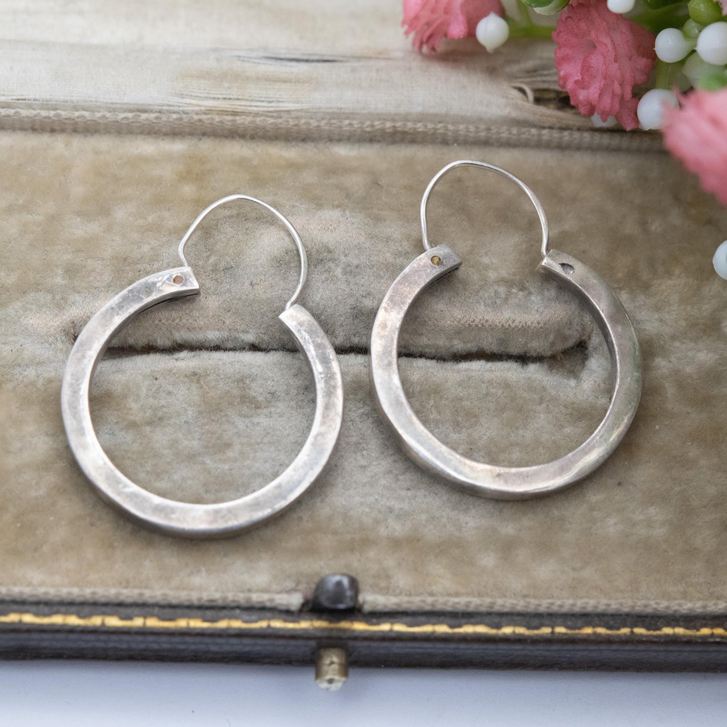 Vintage Mexican Sterling Silver Hoop Earrings - Minimalist Design | Everyday Jewellery Gift for Her
