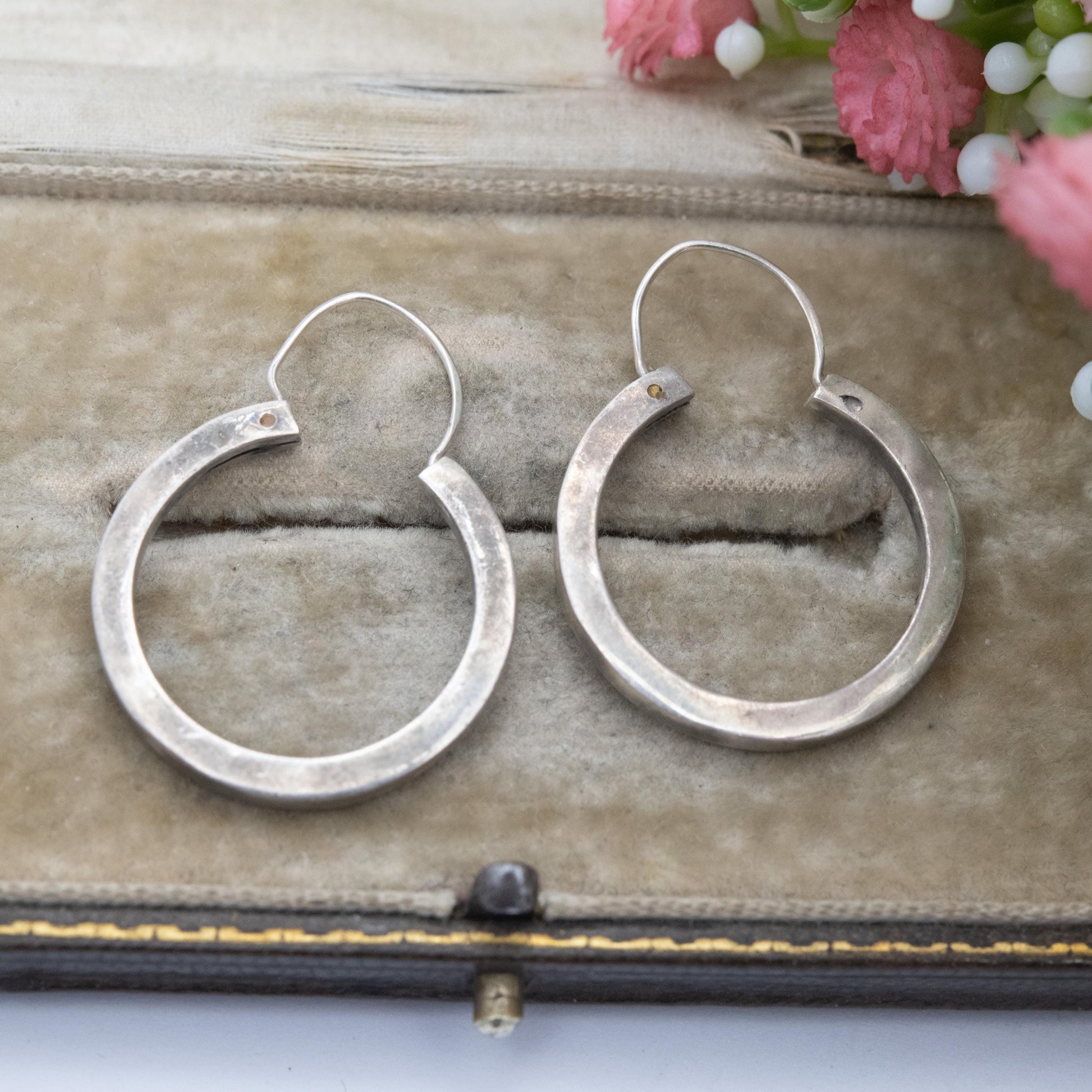Vintage Mexican Sterling Silver Hoop Earrings - Minimalist Design | Everyday Jewellery Gift for Her