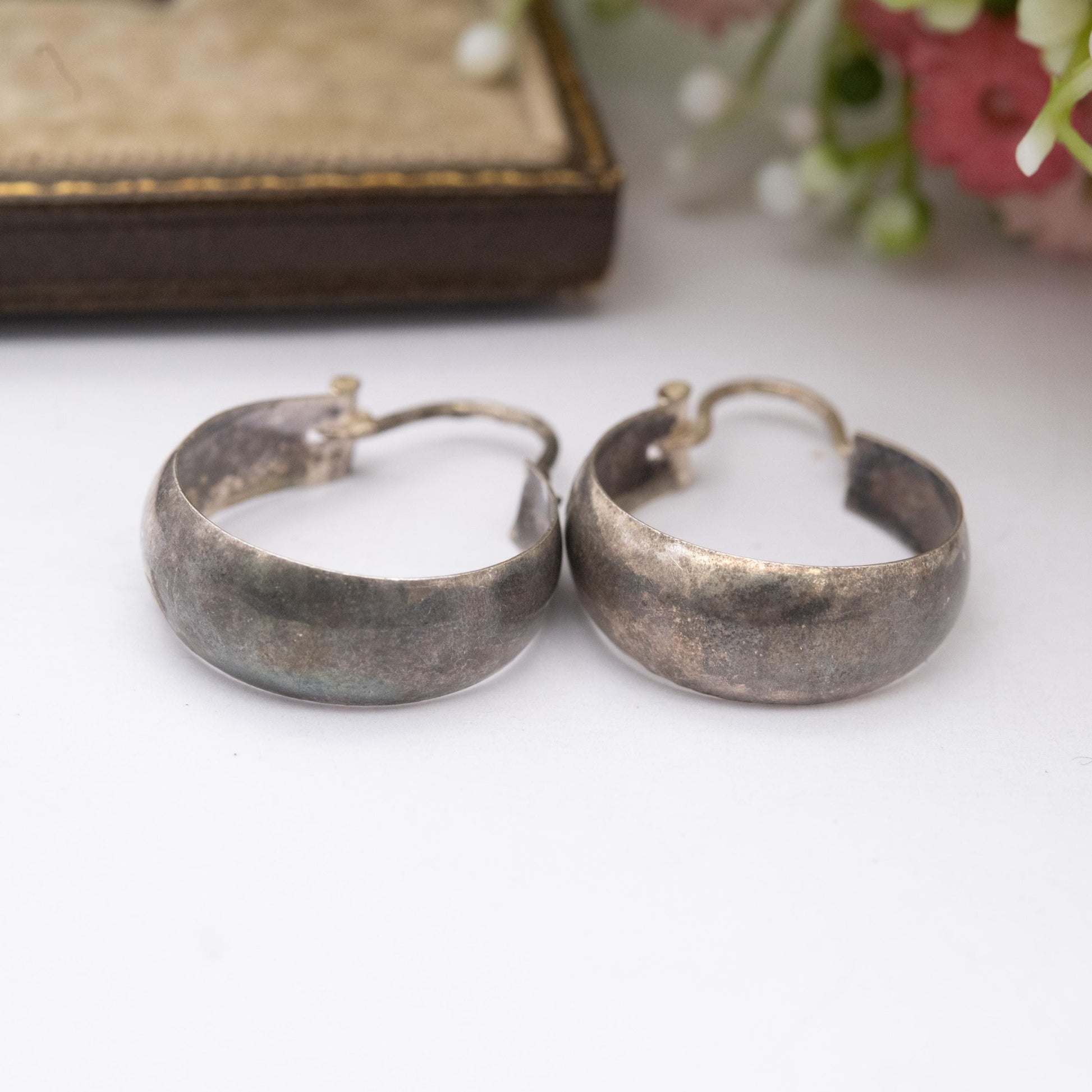 Vintage Sterling Silver Hoop Earrings - Minimalist Design | Everyday Jewellery | Gift for Her
