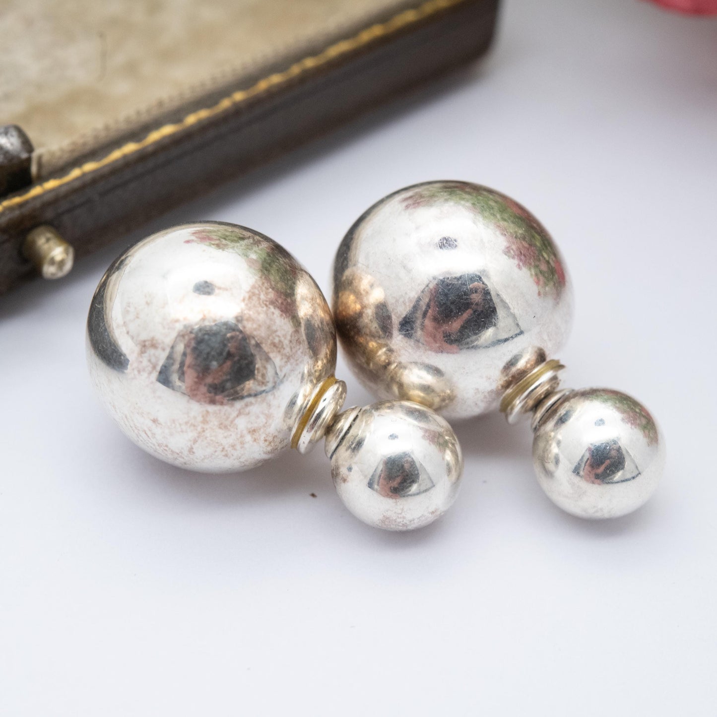 Vintage Sterling Silver Chunky Ball Earrings - Minimalist Sphere Design | Everyday Silver Earrings | Gift for Her
