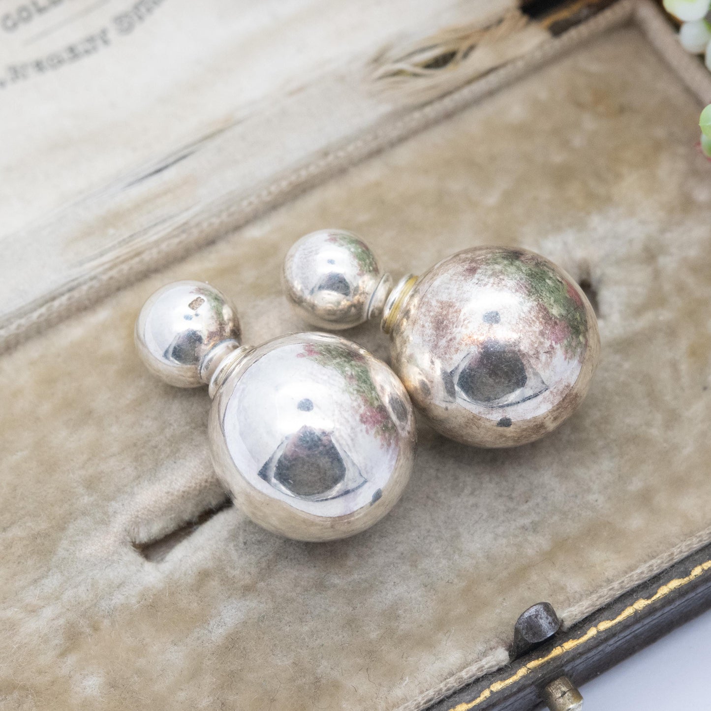 Vintage Sterling Silver Chunky Ball Earrings - Minimalist Sphere Design | Everyday Silver Earrings | Gift for Her