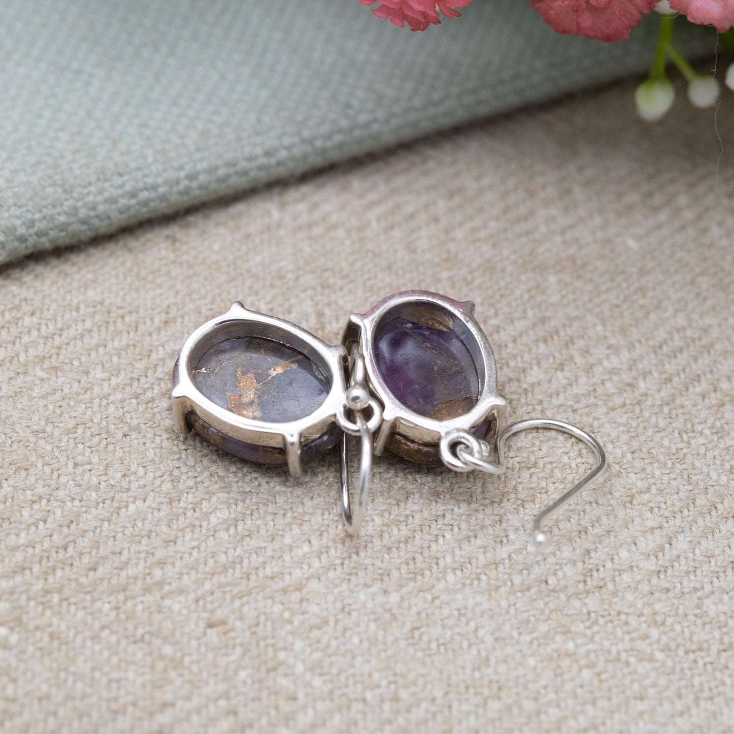 TGGC Sterling Silver Copper Mojave Amethyst Drop Earrings - Purple Gemstone Jewellery Gift for Her