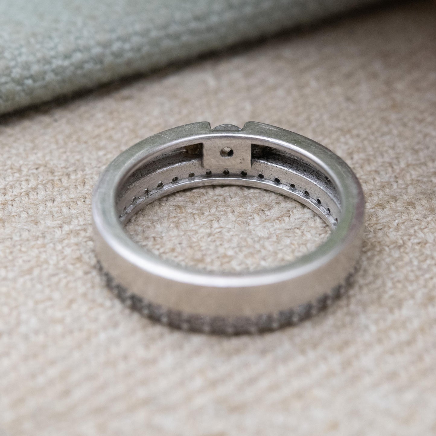 Vintage Sterling Silver and CZ Eternity Band Ring - Sparkly Clear Stones | Flush Pavé Band | UK Size - N 1/2 | US Size - 7 1/2