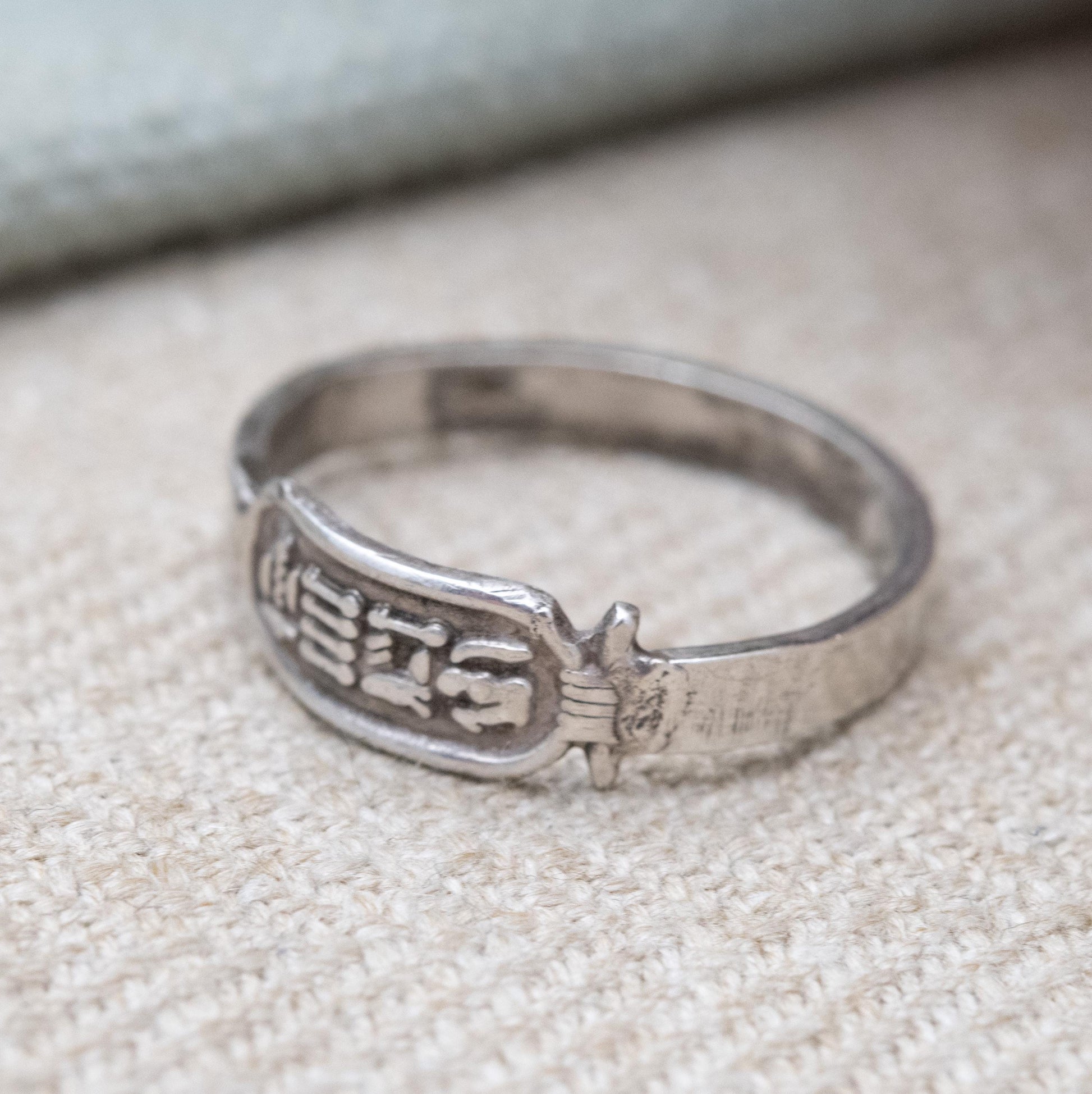 Vintage Silver Egyptian Cartouche Ring - Hieroglyph Symbols | UK Size - N 1/2 | US Size - 6 3/4
