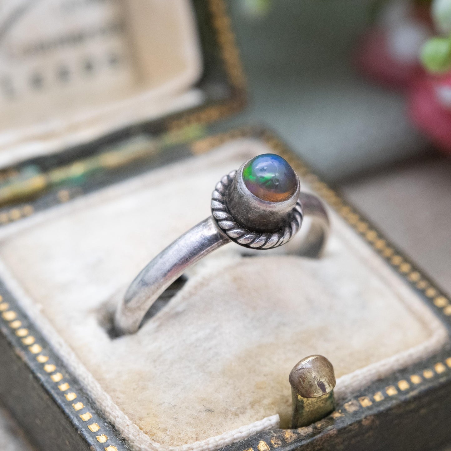 Vintage Dixi Sterling Silver Labradorite Ring - Cabochon Solitaire Ring | UK Size - L | US Size - 5 3/4