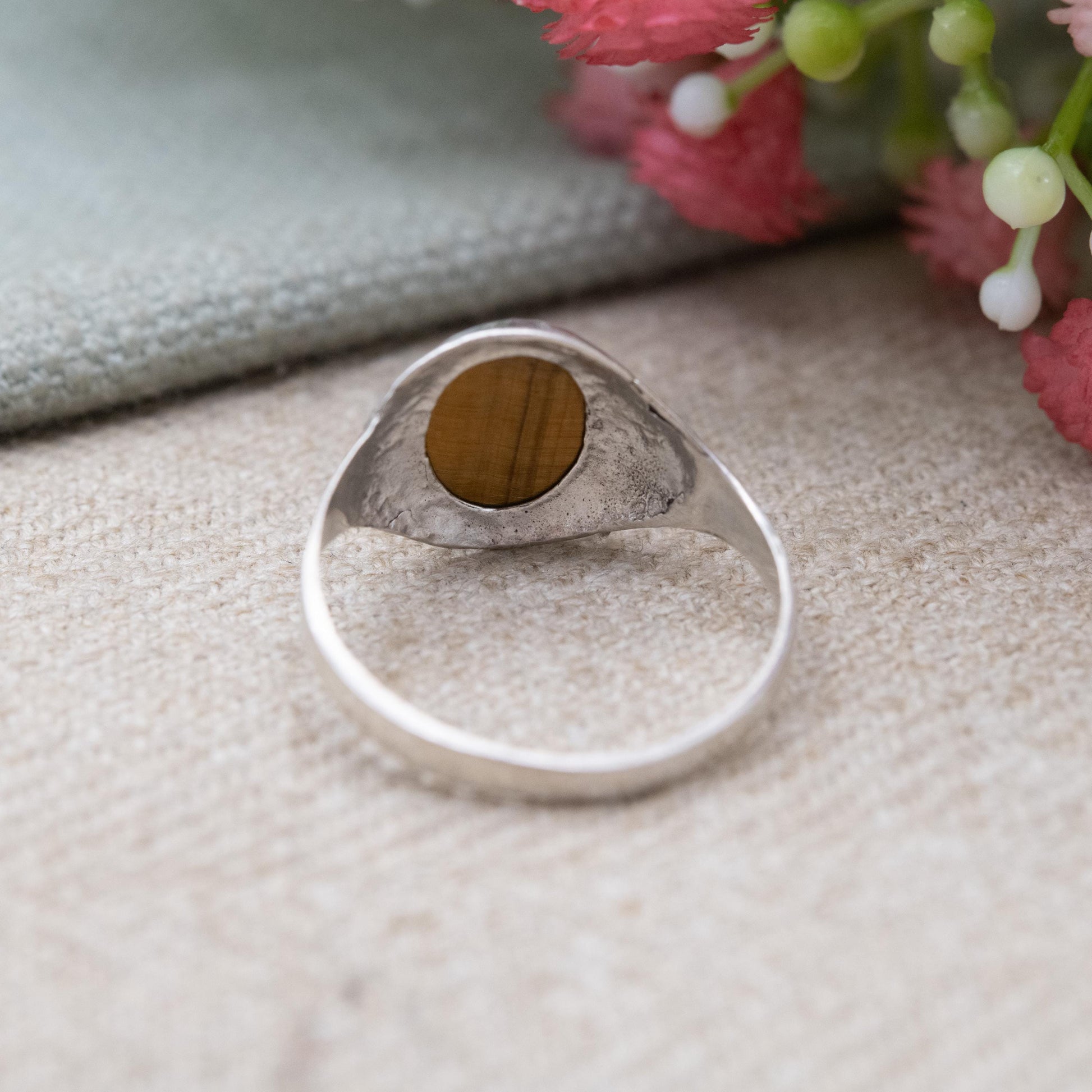 Vintage Sterling Silver Tiger's Eye Signet Ring - Mid-Century Modern | Large Men's Signet | UK Size - 9 1/4 | US Size - S