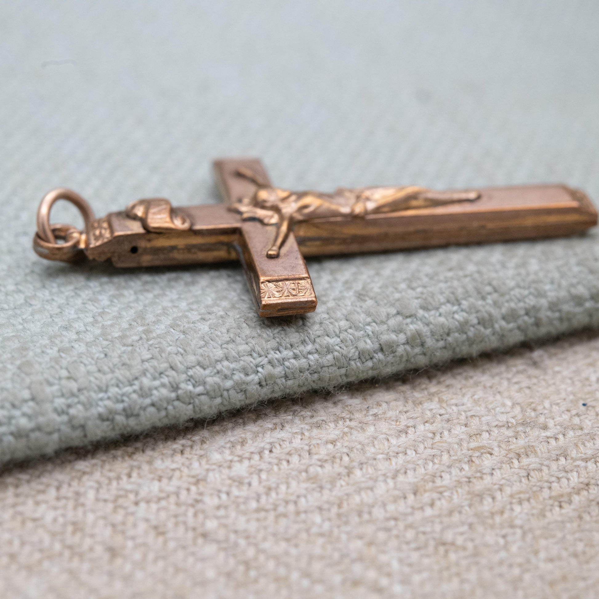 Antique Rolled Gold Crucifix Pendant INRI