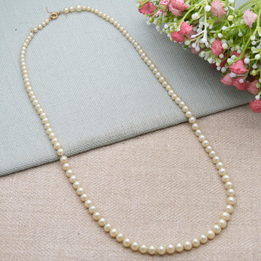 Vintage 18ct Gold Clasp Faux Pearl Necklace - Graduated Round Beads | 21"