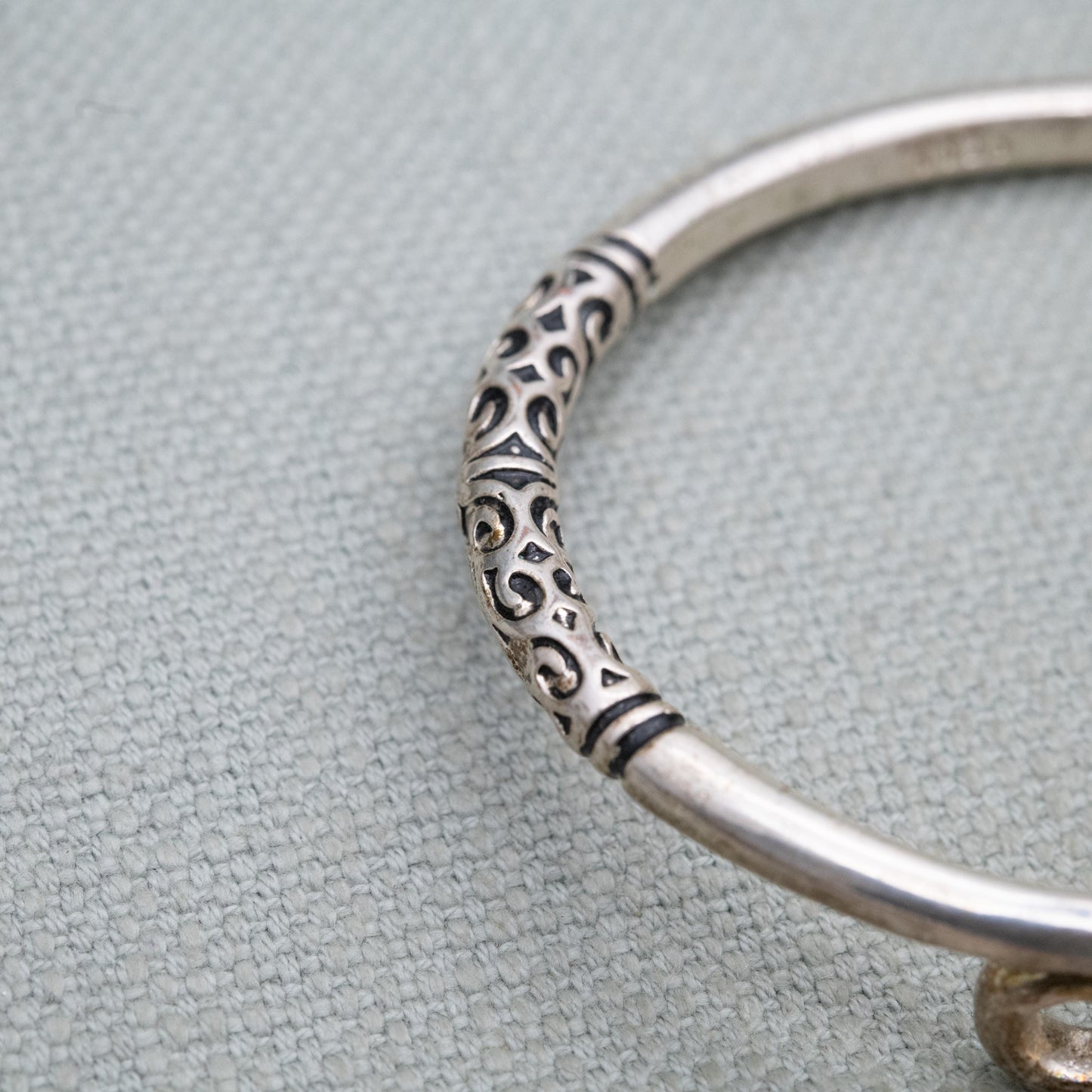 Vintage Sterling Silver Open Cuff Bangle - Traditional Style | Jewellery Gift for Her