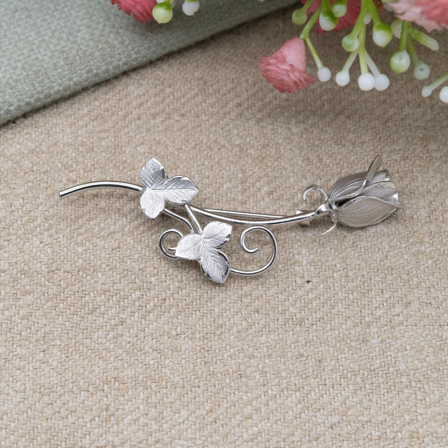 Vintage Sterling Silver Tulip Flower Brooch by Ecco - Large Floral | Romantic Gift for Her