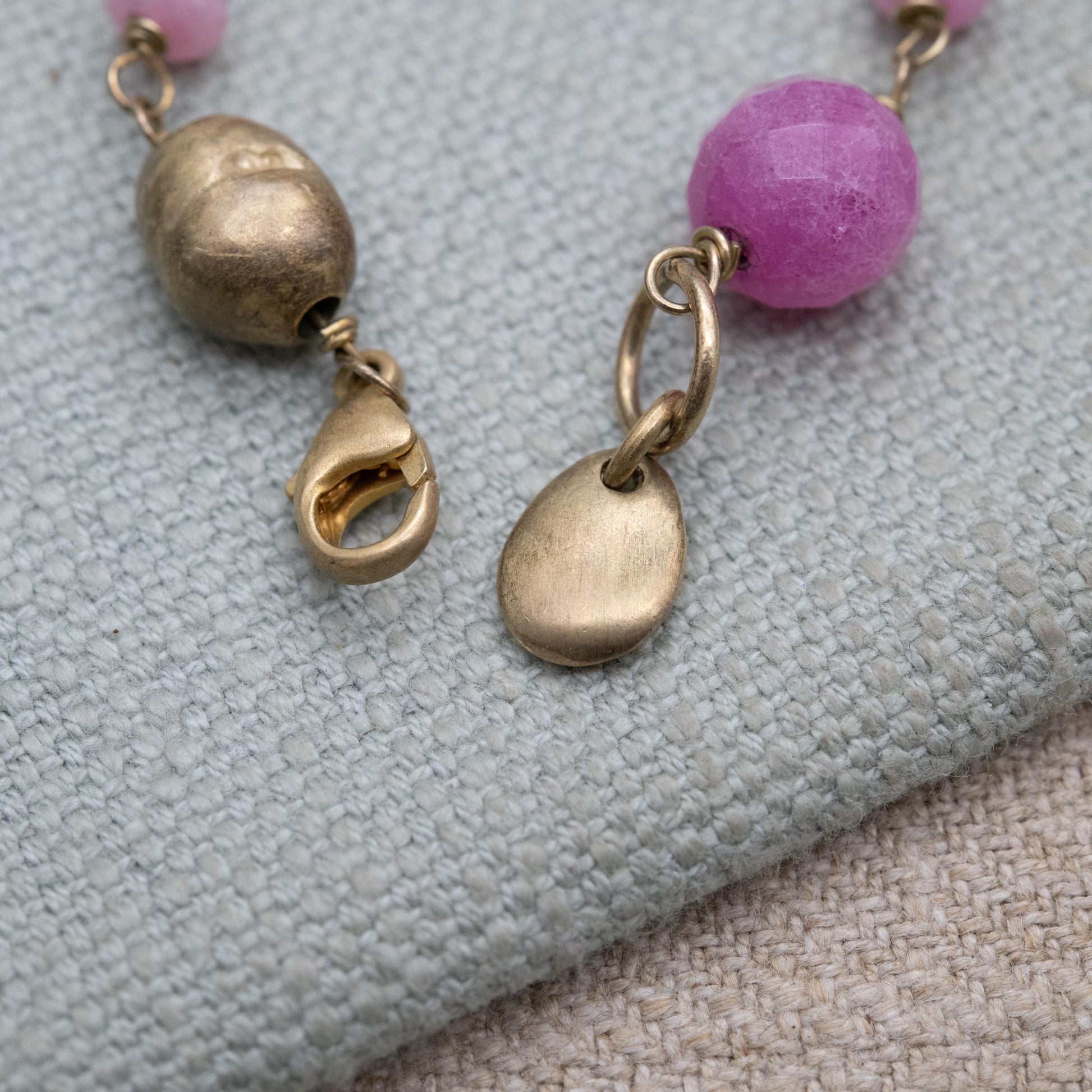 Sterling Silver and Pink Gemstone Bracelet - Gold Plated | Romantic Gift for Her