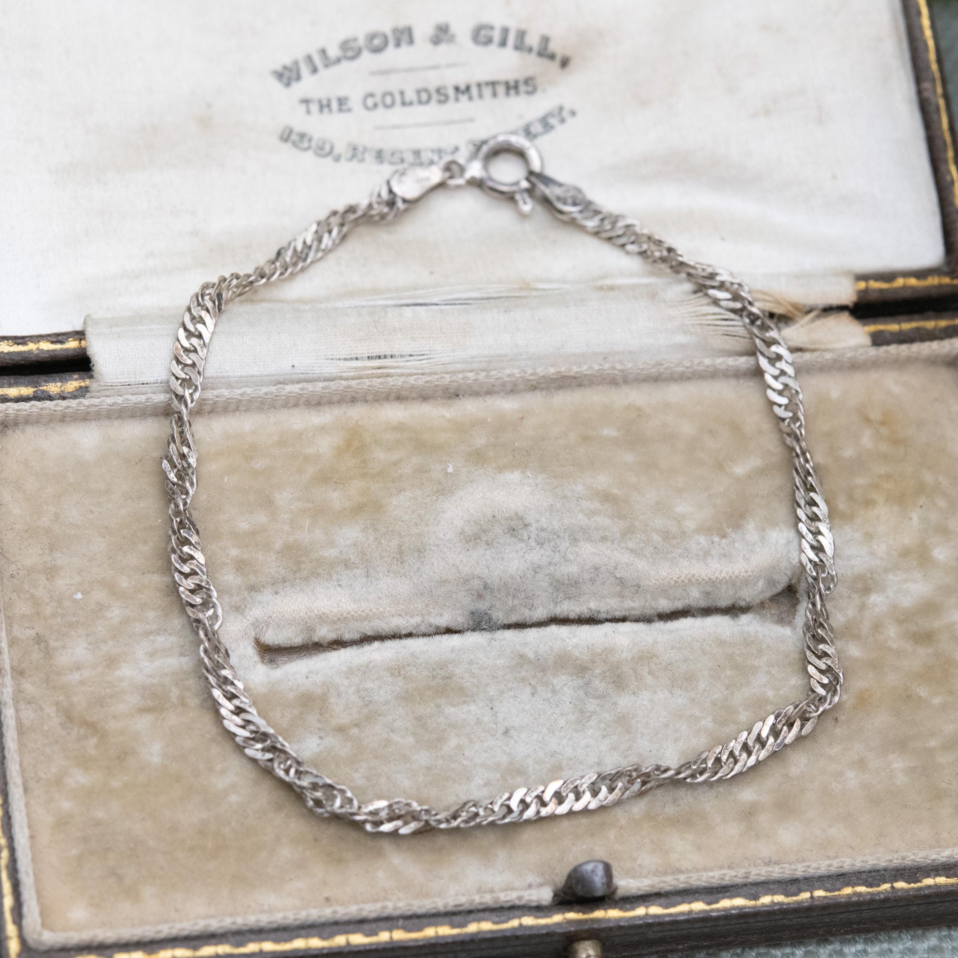 Vintage Italian Sterling Silver Twisted Flat Curb Link Chain Bracelet - Unisex Gift
