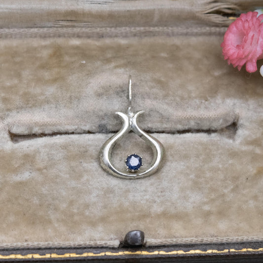 Vintage Sterling Silver Sapphire Pendant - Blue Gemstone Jewellery