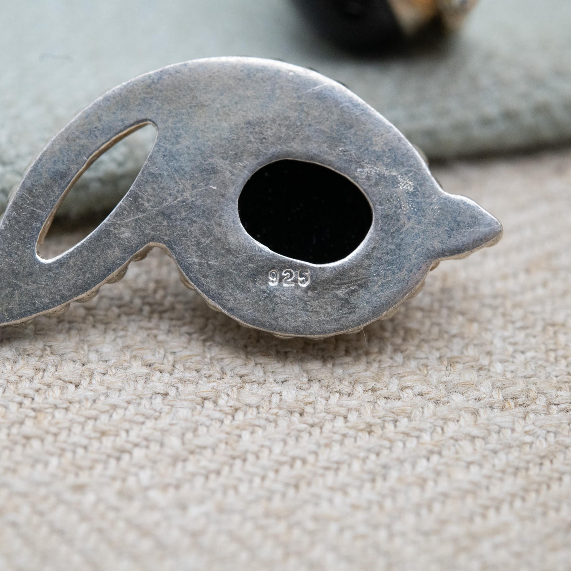 Vintage Sterling Silver Onyx Dangle Earrings - Beaded Circles Design | Black Cabochon Gemstones | Gift for Her