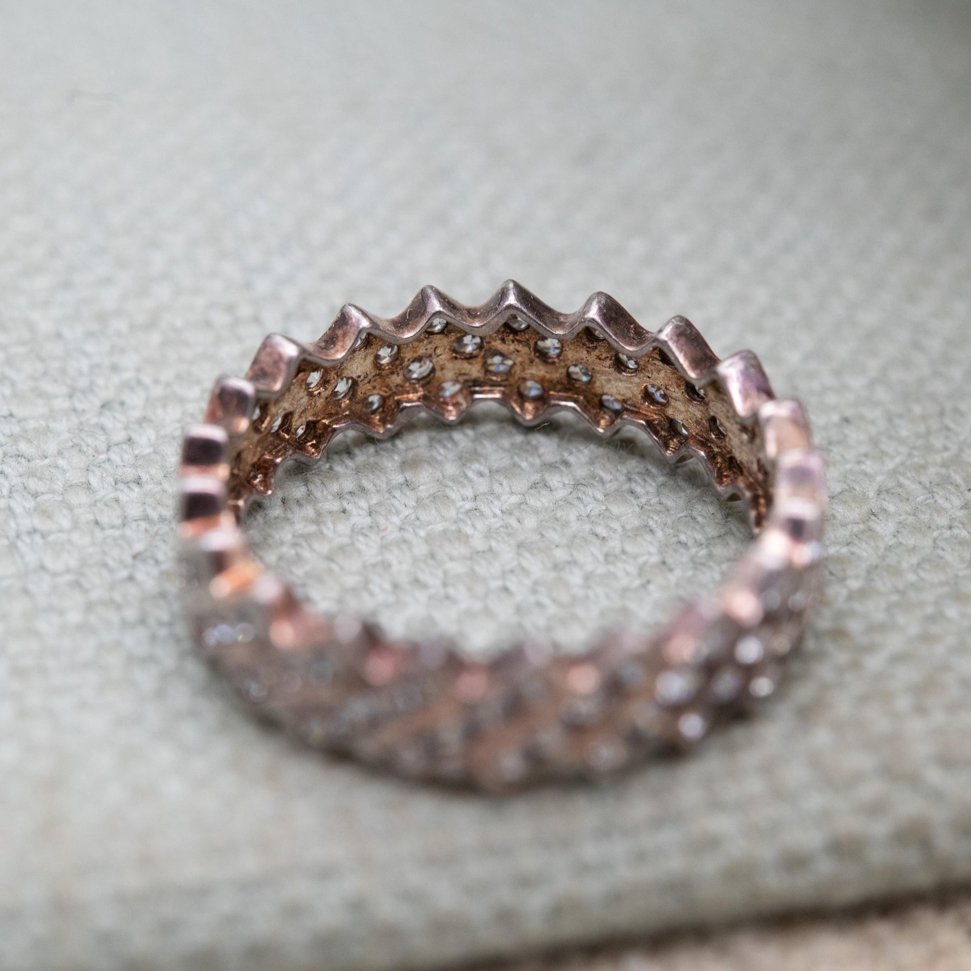 Sterling Silver Eternity Ring with CZ Stones - Sparkly Jewellery Gift for Her | UK Size - R | US Size - 8 1/2