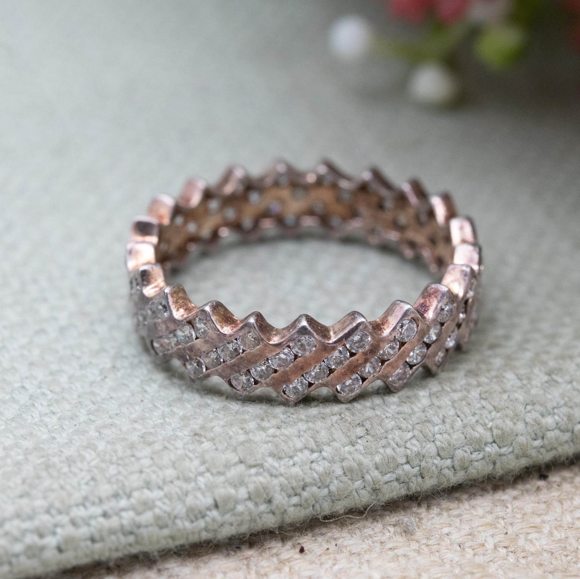 Sterling Silver Eternity Ring with CZ Stones - Sparkly Jewellery Gift for Her | UK Size - R | US Size - 8 1/2