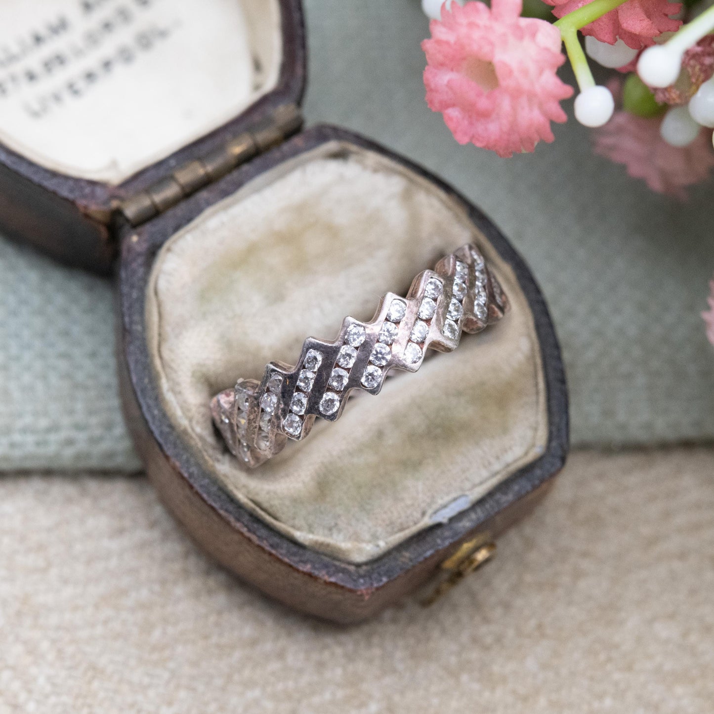 Sterling Silver Eternity Ring with CZ Stones - Sparkly Jewellery Gift for Her | UK Size - R | US Size - 8 1/2