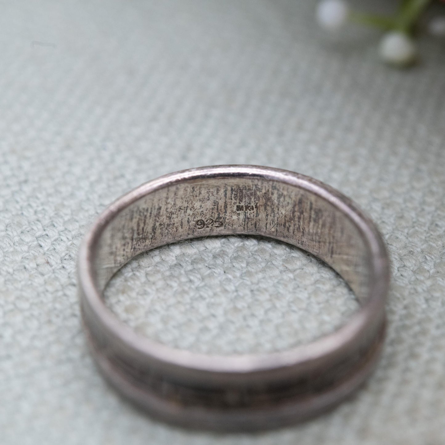 Vintage Sterling Silver Maze Band Ring - Mens Gift | UK Size - U | US Size - 10