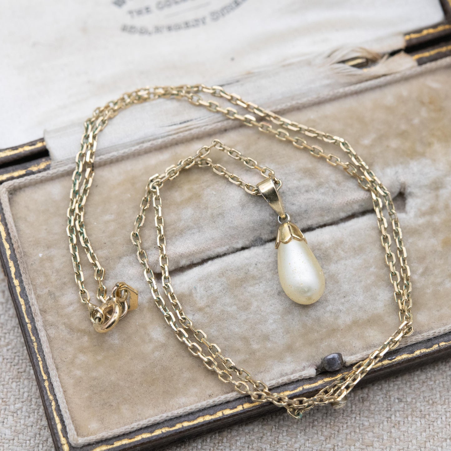 Vintage Sterling Silver Gold Plated Faux Pearl Pendant Necklace - Pretty Silver Jewellery Gift for Her