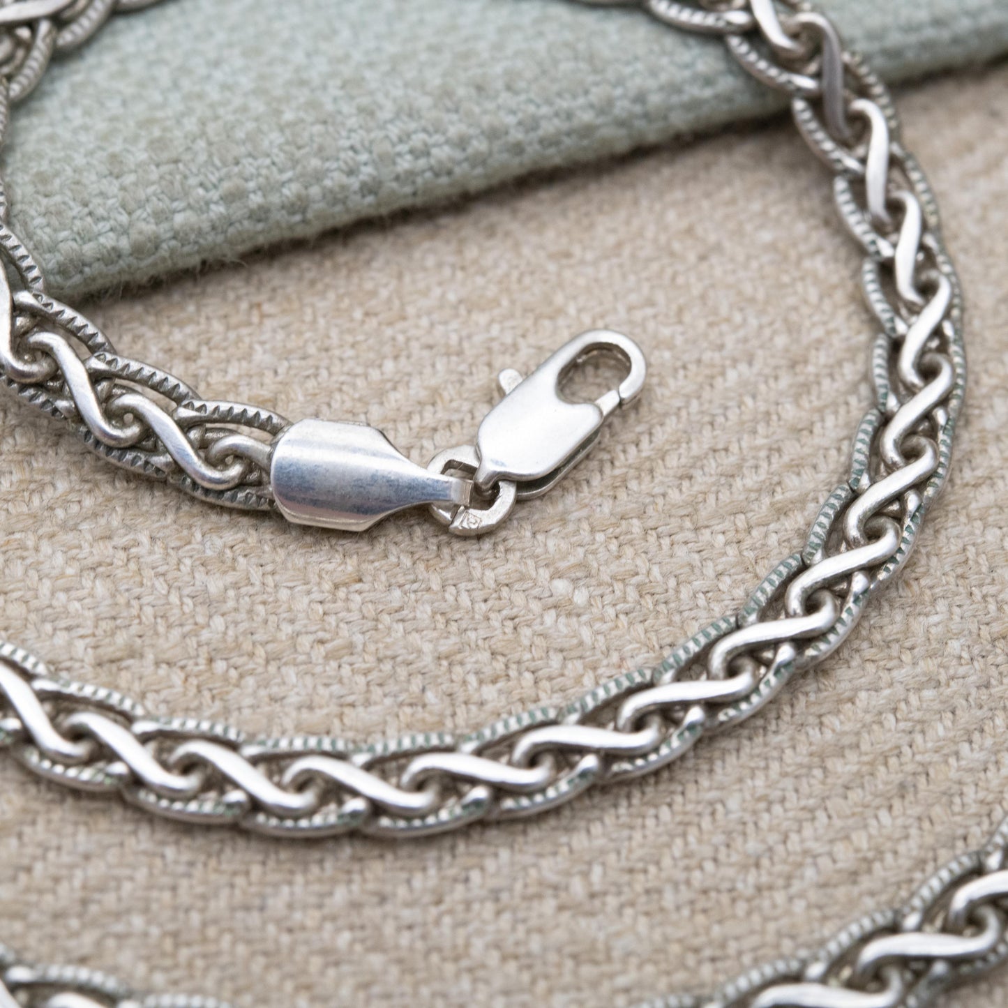 Vintage Sterling Silver Chain Necklace - Fancy Link | Unisex Gift | 17" 44cm