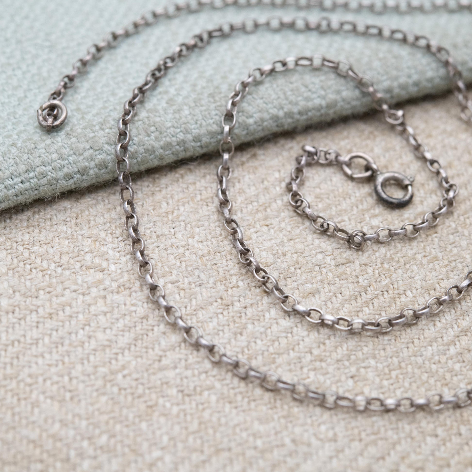 Vintage Sterling Silver Trace Chain Necklace 17.5" - Thin Belcher Everyday Silver Jewellery