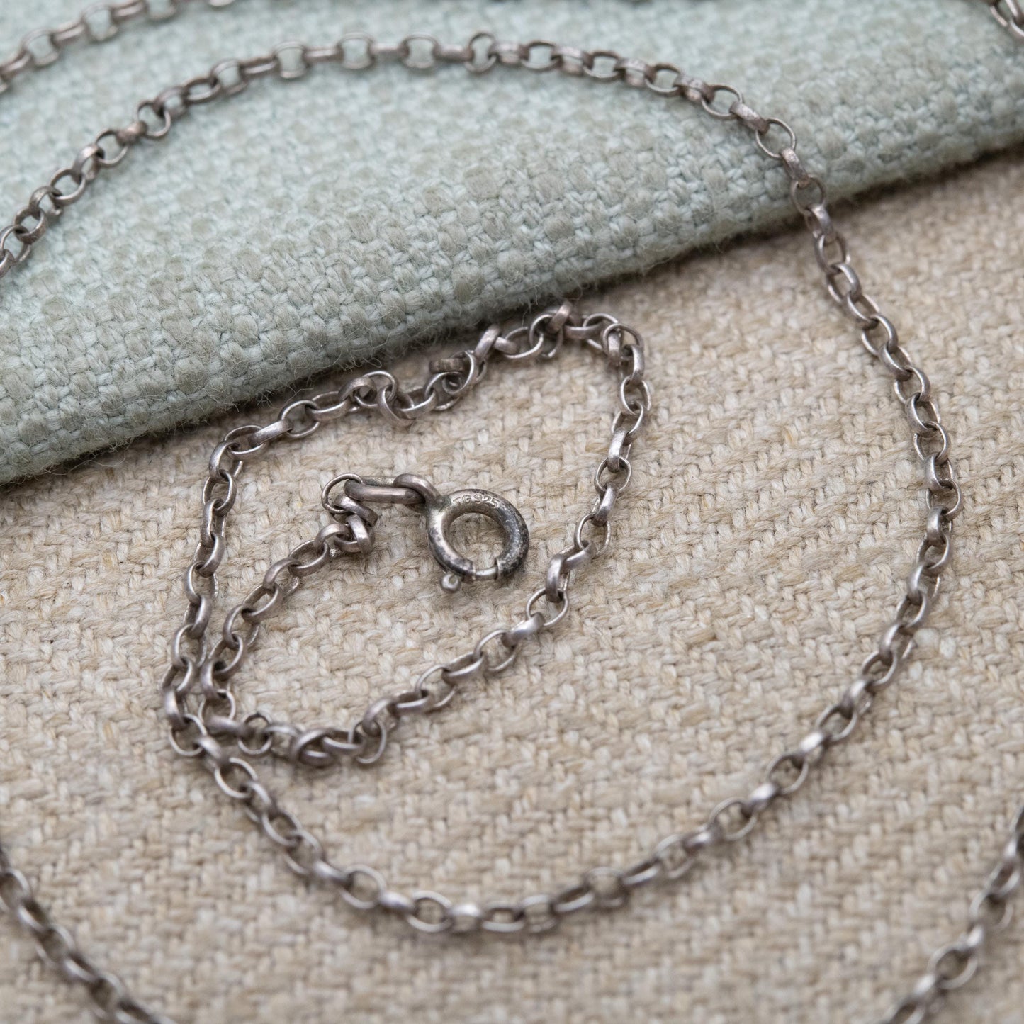 Vintage Sterling Silver Trace Chain Necklace 17.5" - Thin Belcher Everyday Silver Jewellery