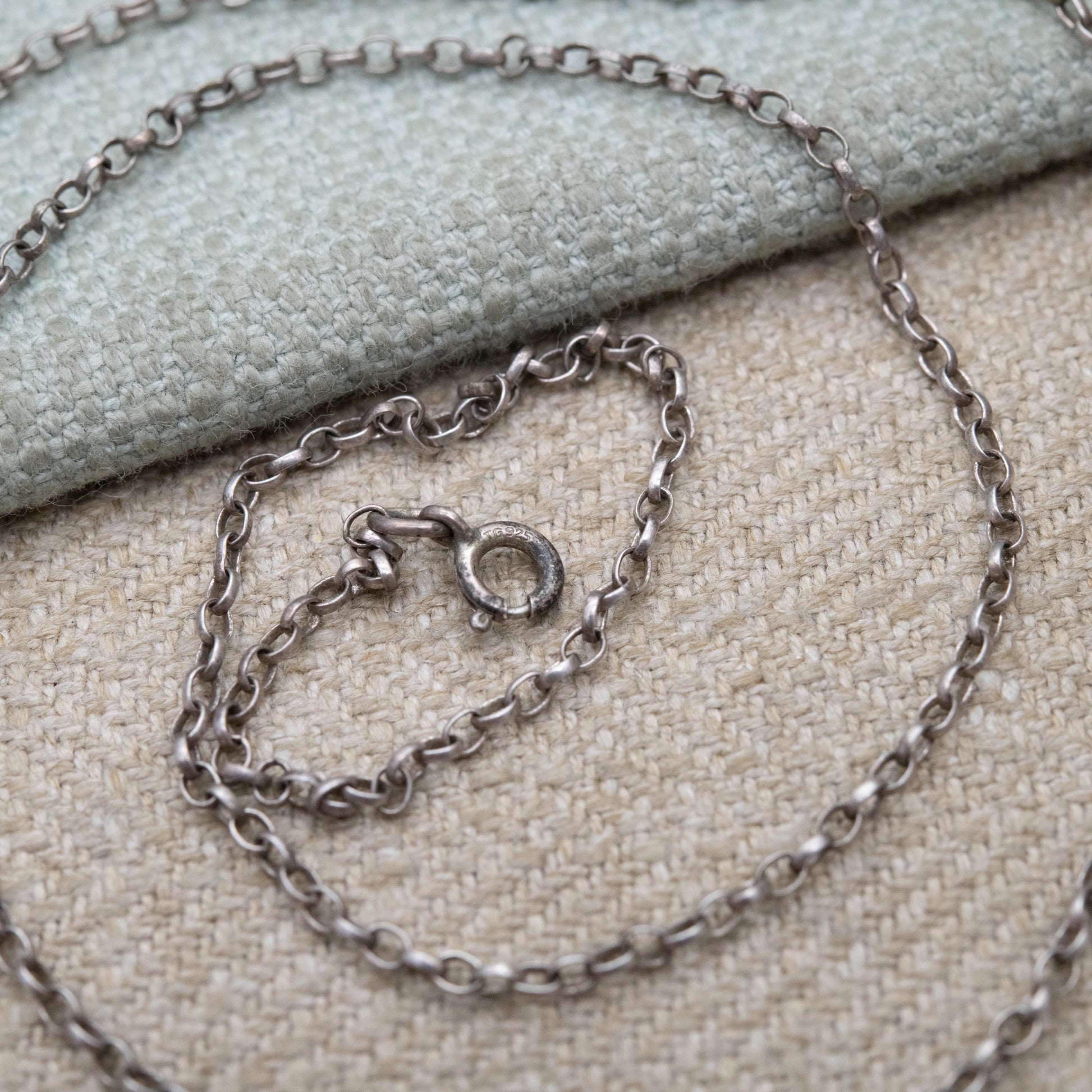 Vintage Sterling Silver Trace Chain Necklace 17.5" - Thin Belcher Everyday Silver Jewellery