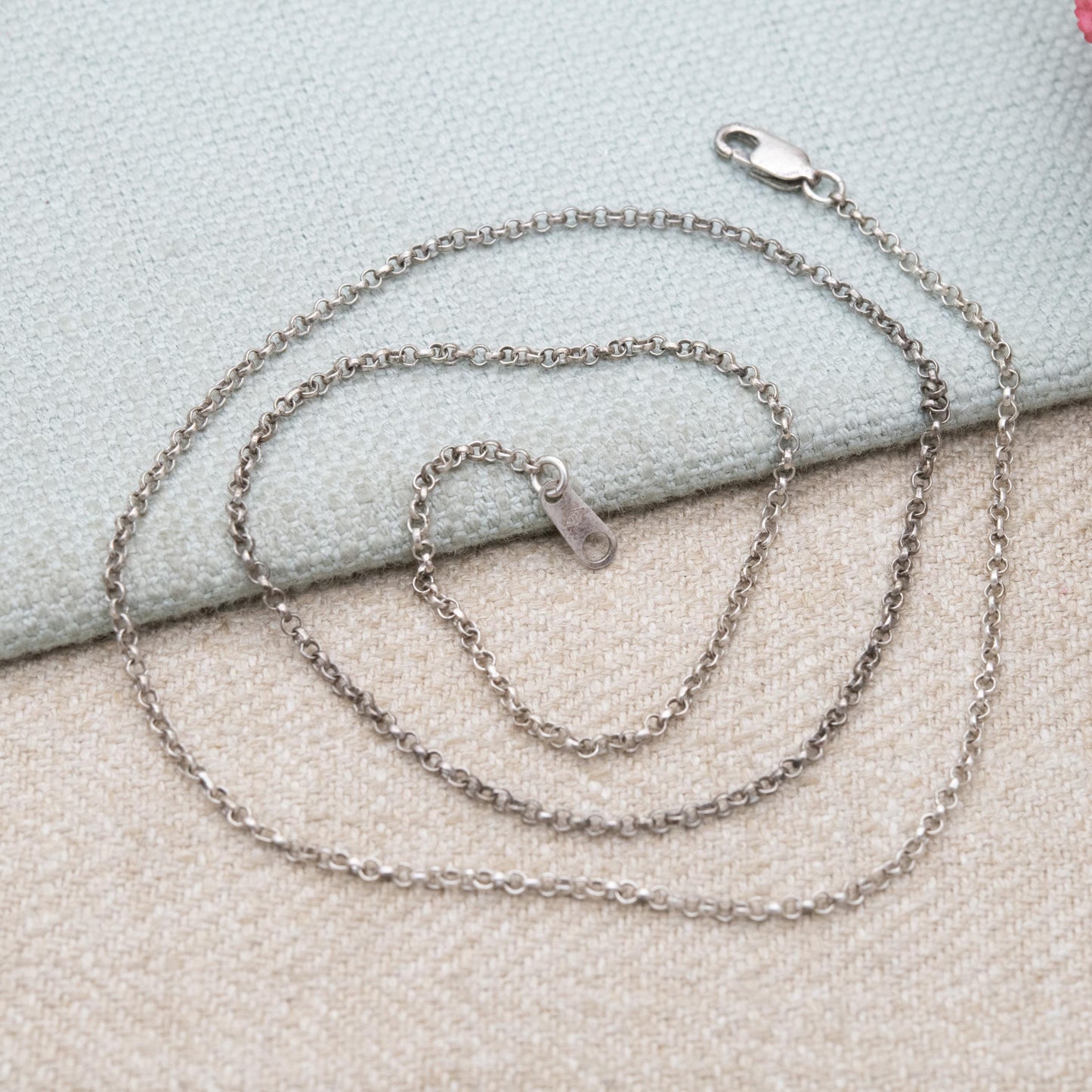 Vintage Sterling Silver Trace Chain Necklace 20" - Thin Belcher Everyday Silver Jewellery