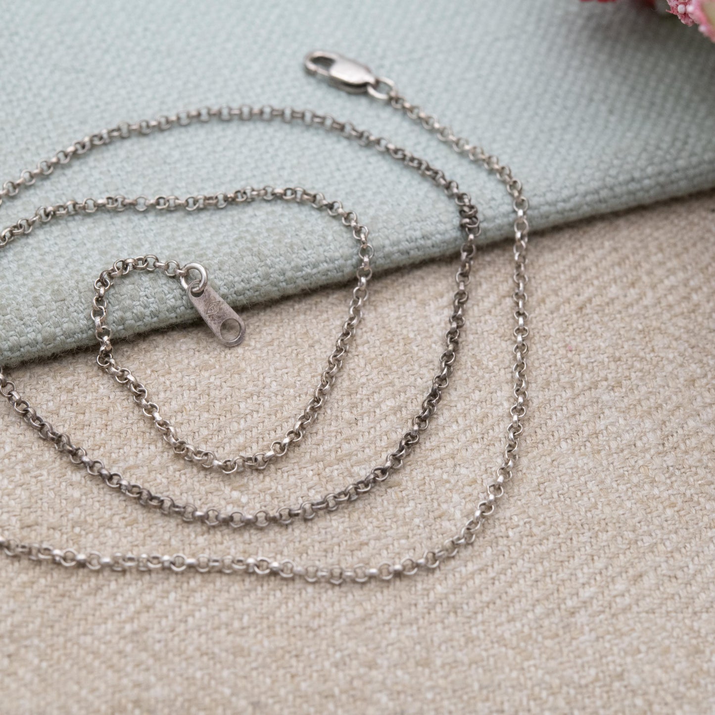 Vintage Sterling Silver Trace Chain Necklace 20" - Thin Belcher Everyday Silver Jewellery