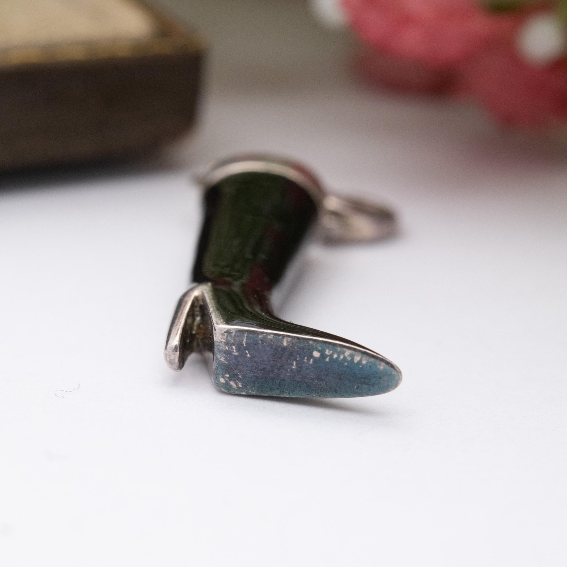 Sterling Silver Black Enamel High Heel Boot Charm Pendant - Gift for Charm Bracelet Necklace