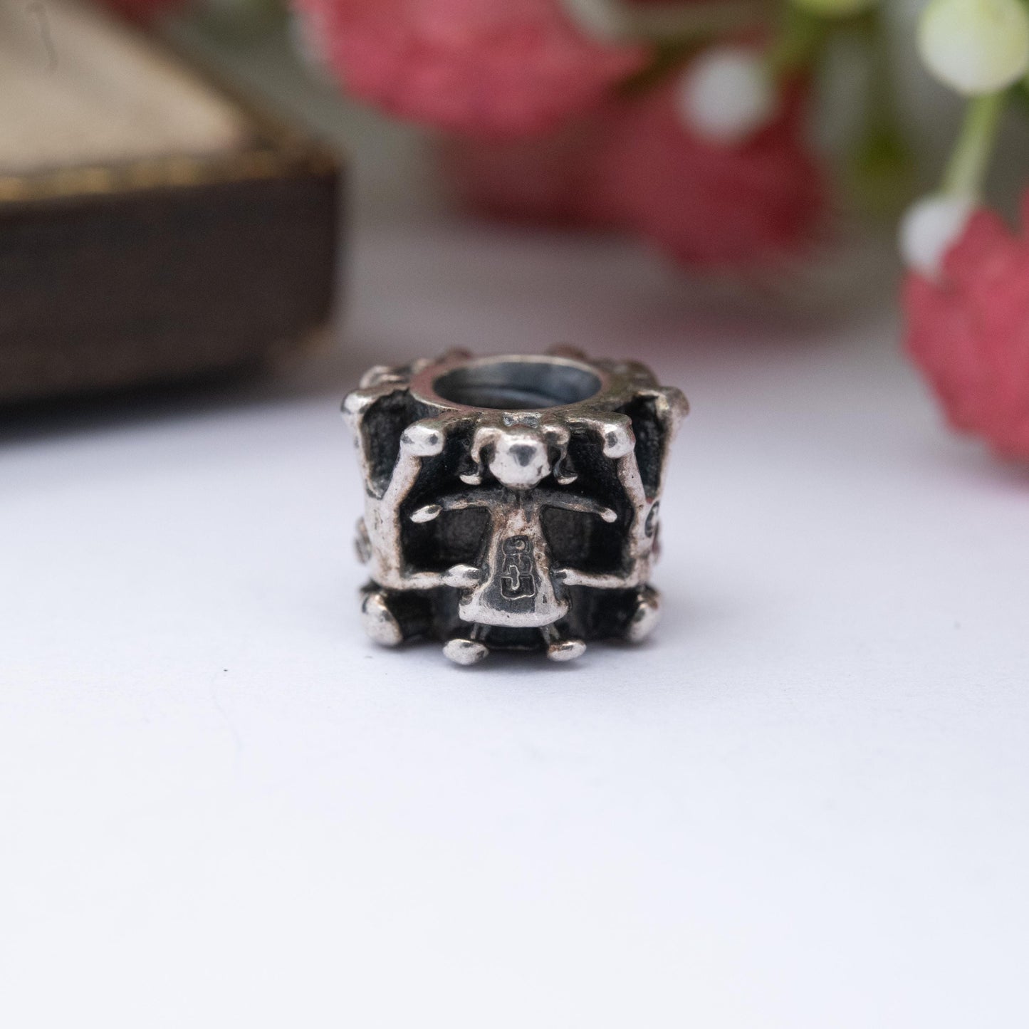 Sterling Silver Boy and Girl Bead Charm Pendant - Designer Gift for Charm Bracelet
