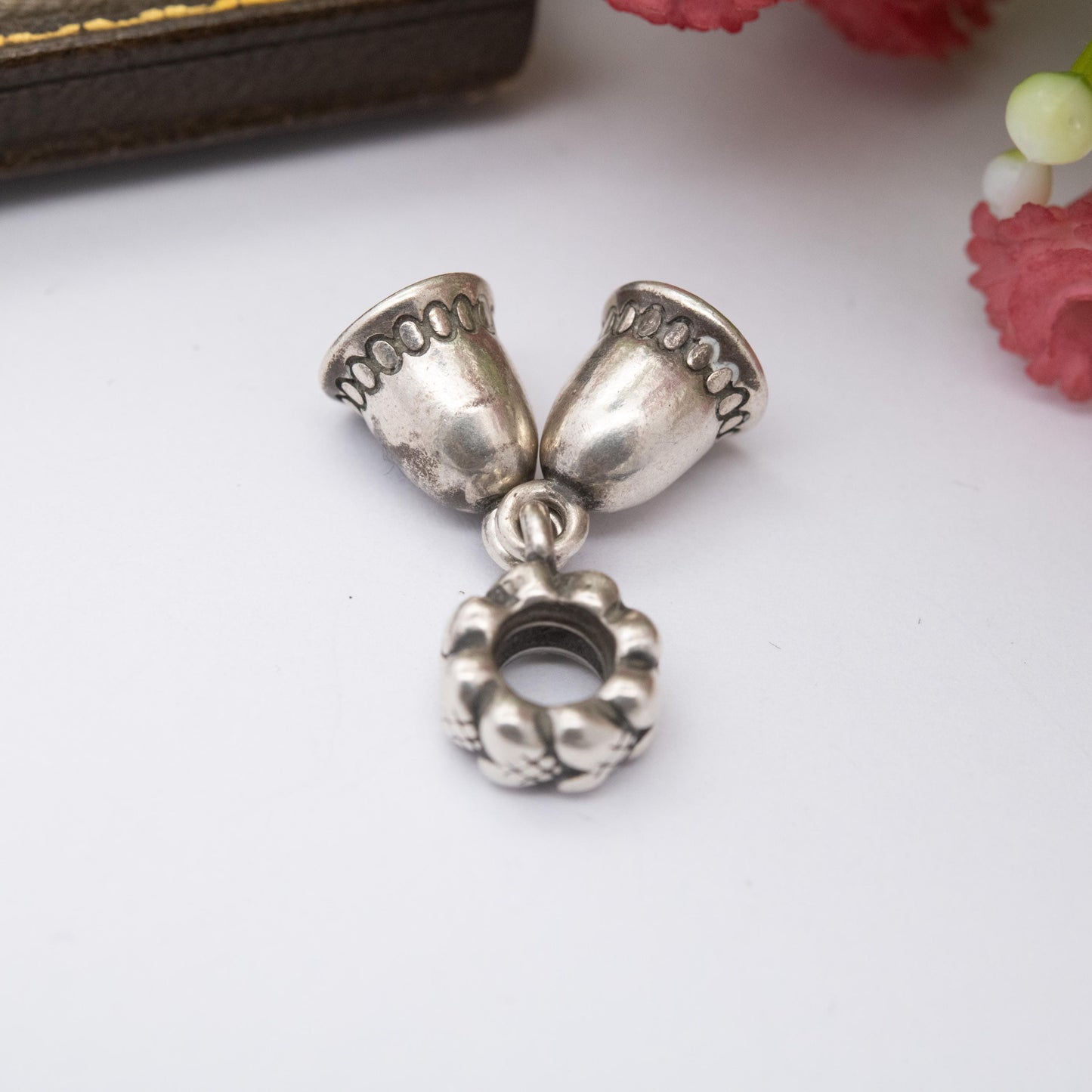 Sterling Silver Articulated Wedding Bells Charm Pendant