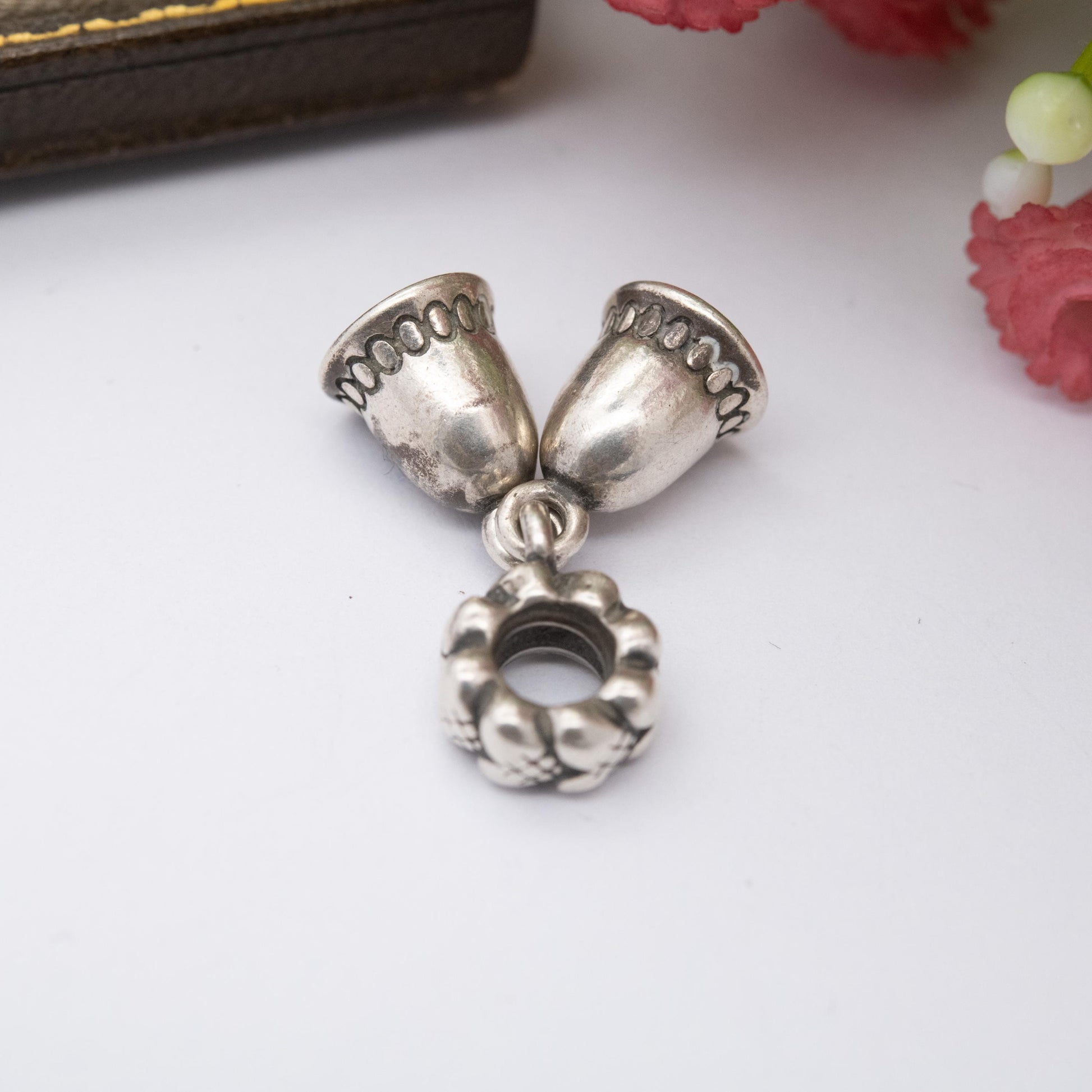 Sterling Silver Articulated Wedding Bells Charm Pendant