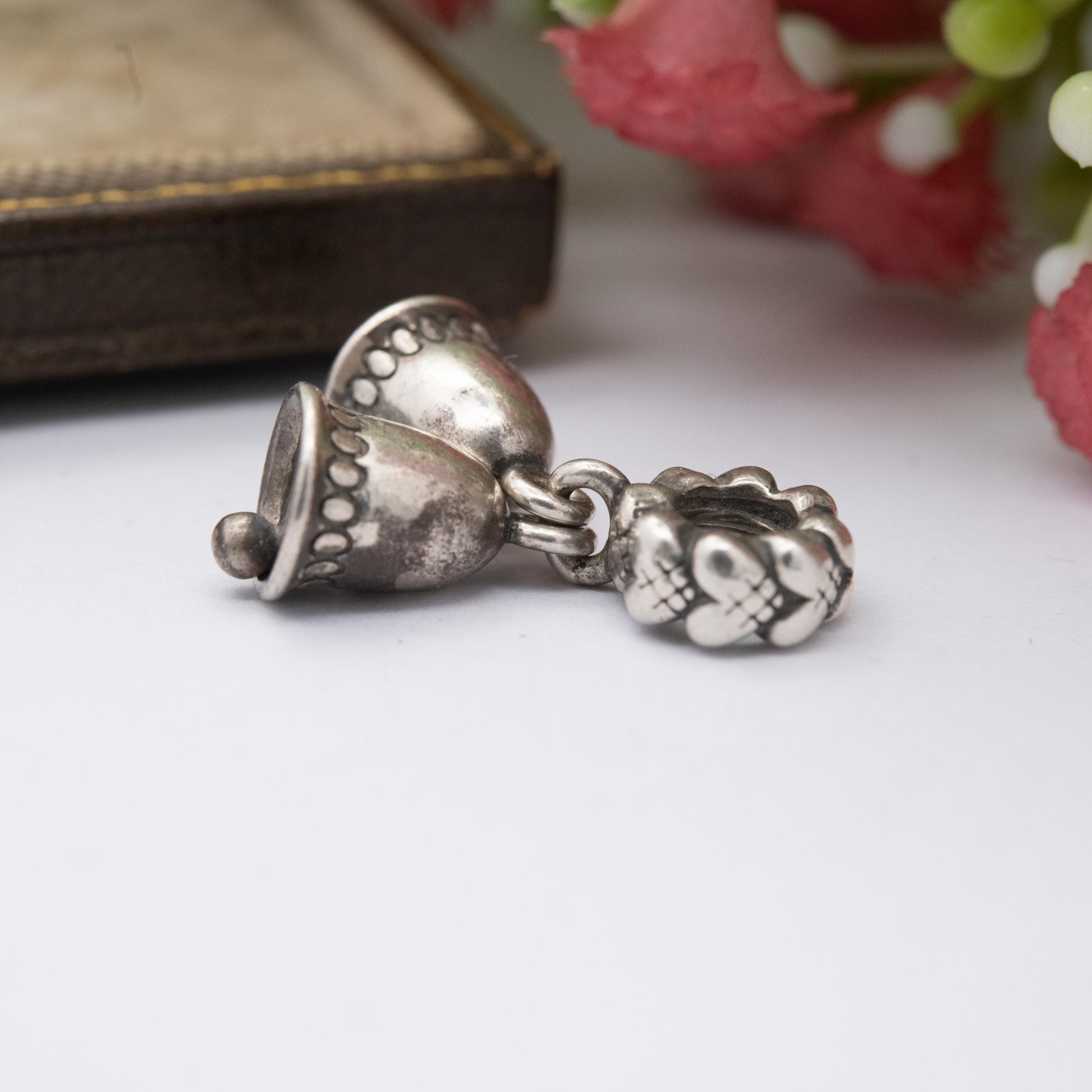 Sterling Silver Articulated Wedding Bells Charm Pendant