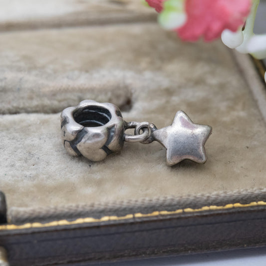 Pandora Sterling Silver Star and Heart Charm Pendant - Designer Gift for Charm Bracelet
