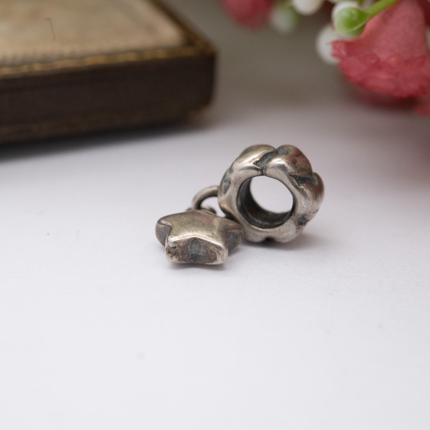 Pandora Sterling Silver Star and Heart Charm Pendant - Designer Gift for Charm Bracelet