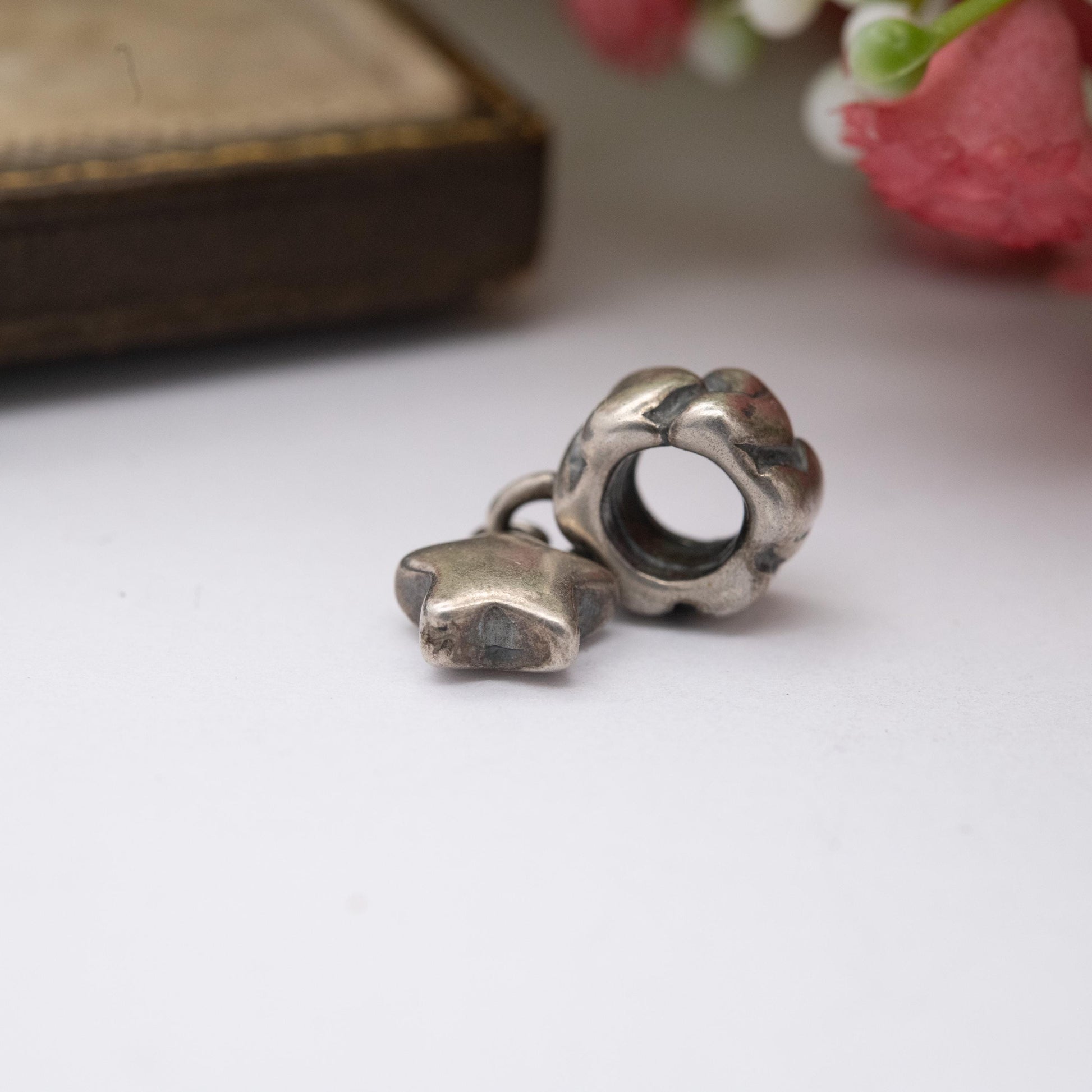 Pandora Sterling Silver Star and Heart Charm Pendant - Designer Gift for Charm Bracelet