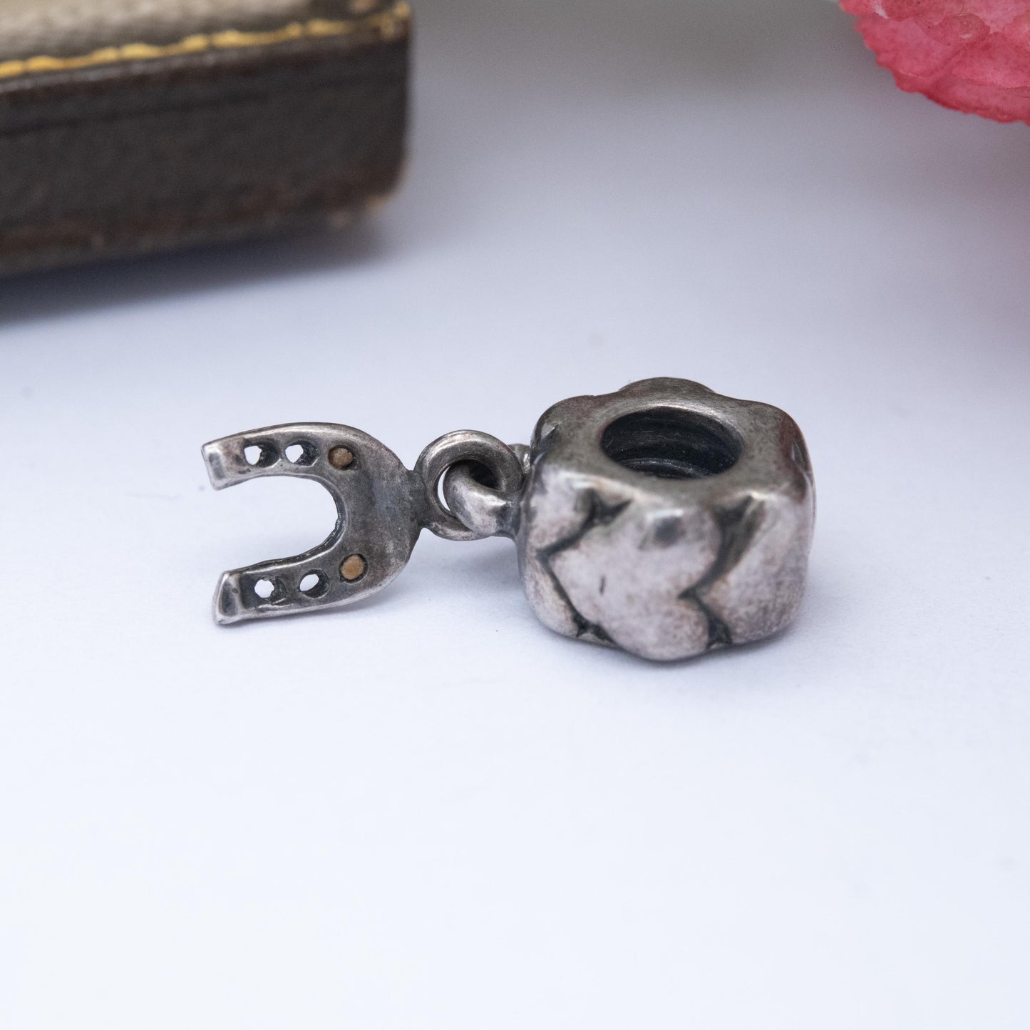 Sterling Silver Horse Shoe Love Heart Charm Pendant - Gift for Charm Bracelet