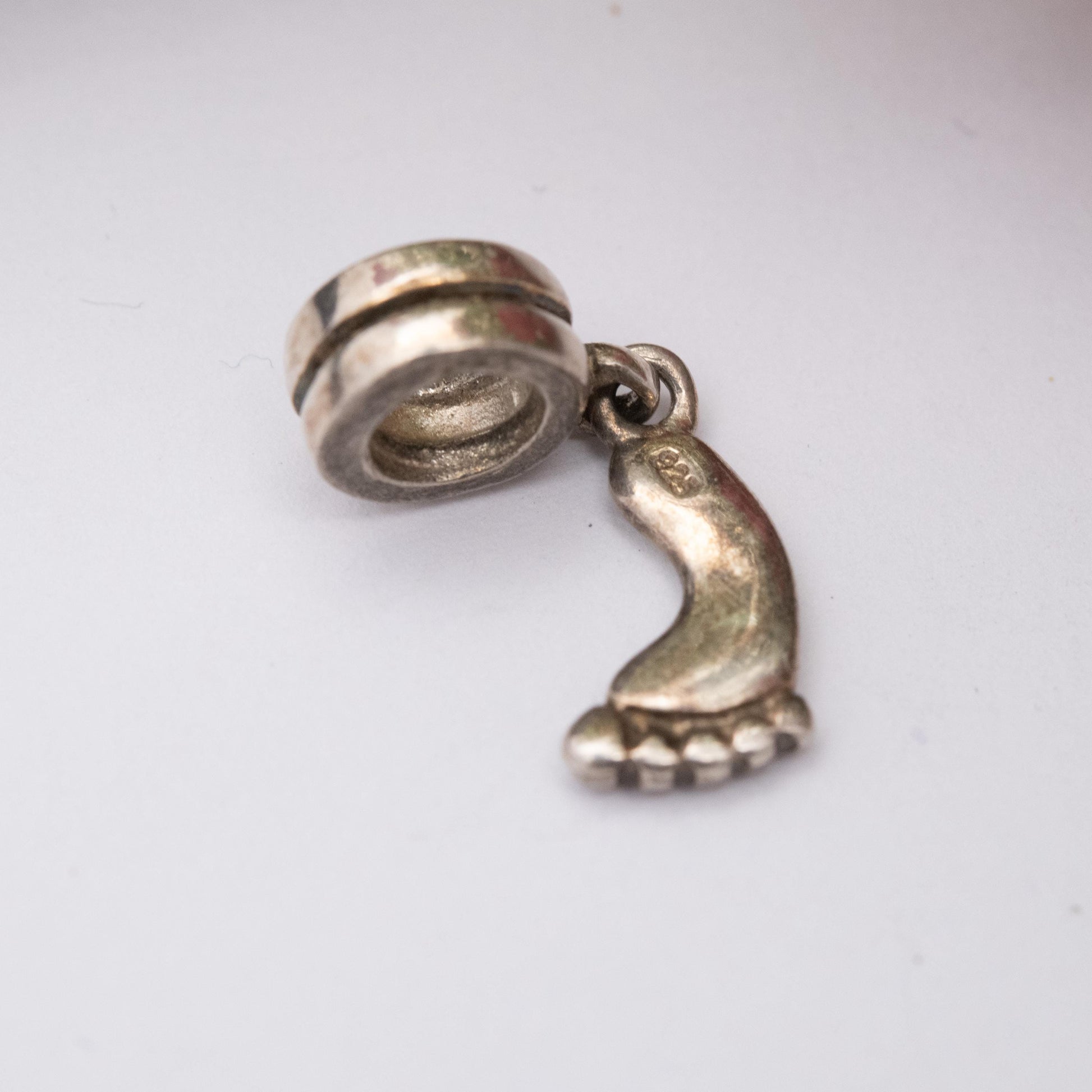 Sterling Silver Baby Foot Charm Pendant - Baby Shower Gift for Charm Bracelet