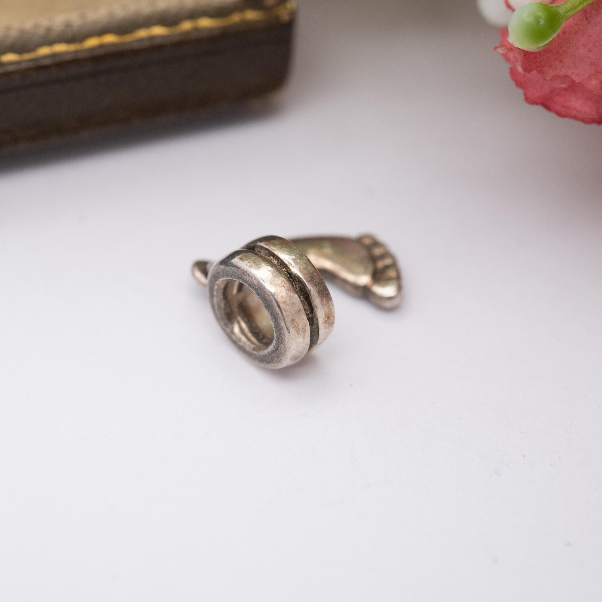 Sterling Silver Baby Foot Charm Pendant - Baby Shower Gift for Charm Bracelet