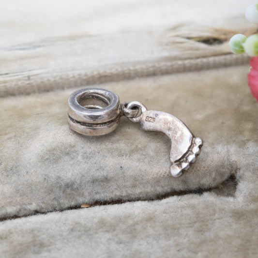 Sterling Silver Baby Foot Charm Pendant - Baby Shower Gift for Charm Bracelet