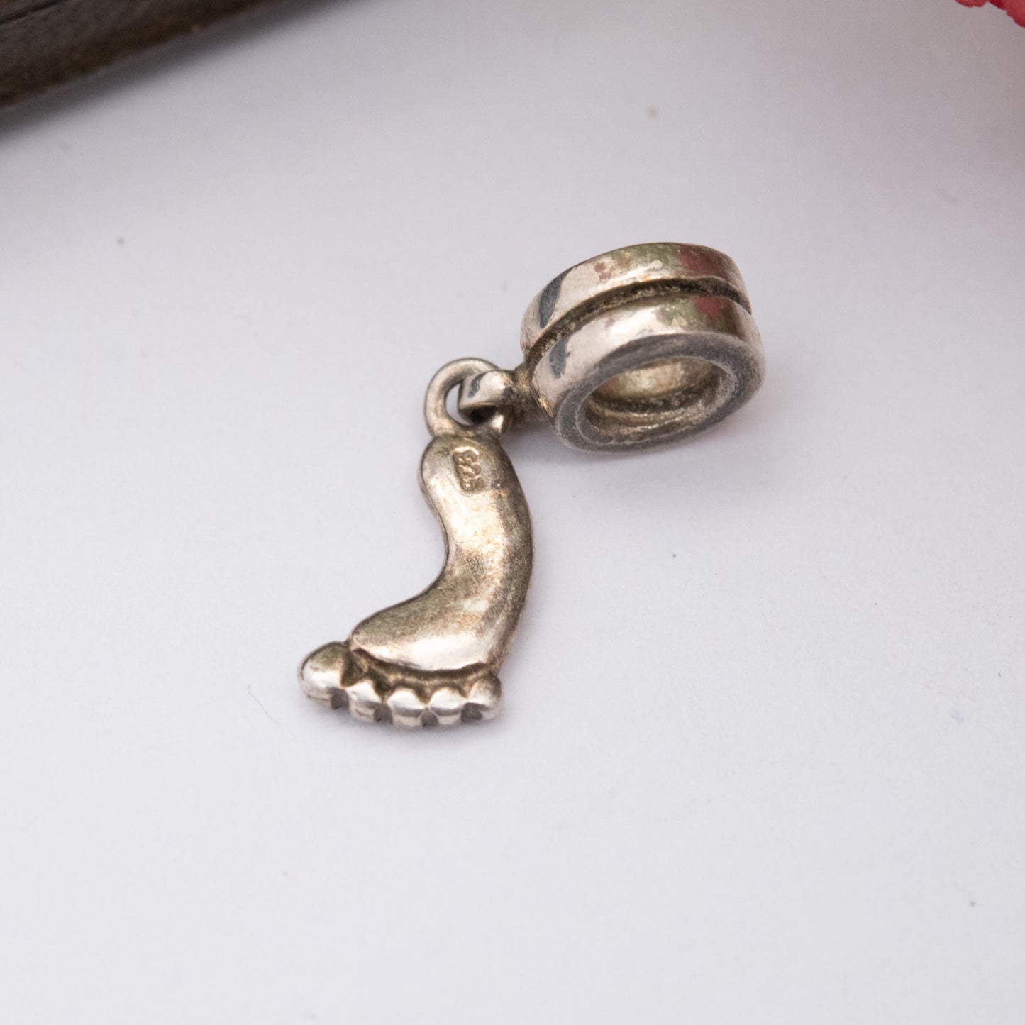 Sterling Silver Baby Foot Charm Pendant - Baby Shower Gift for Charm Bracelet