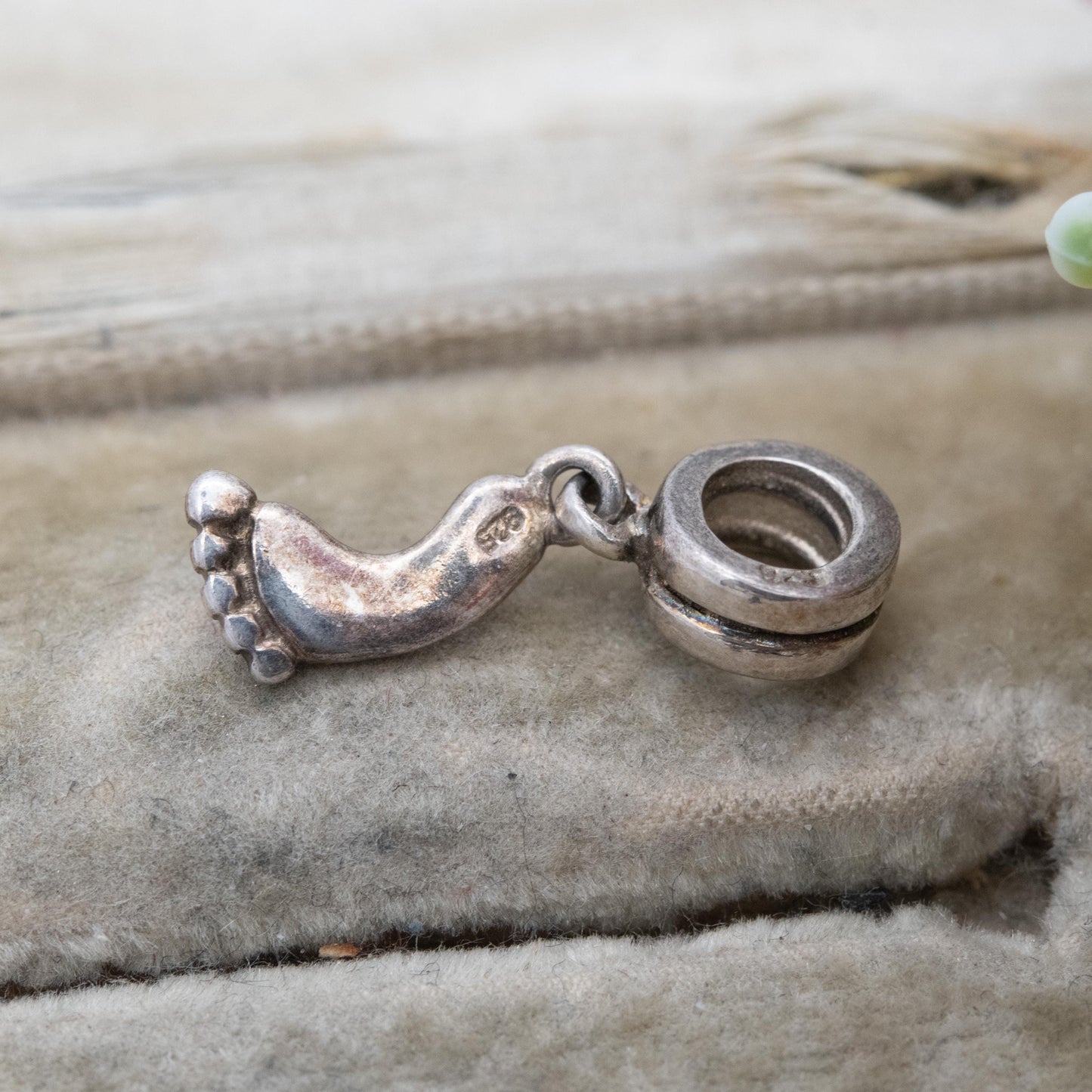 Sterling Silver Baby Foot Charm Pendant - Baby Shower Gift for Charm Bracelet