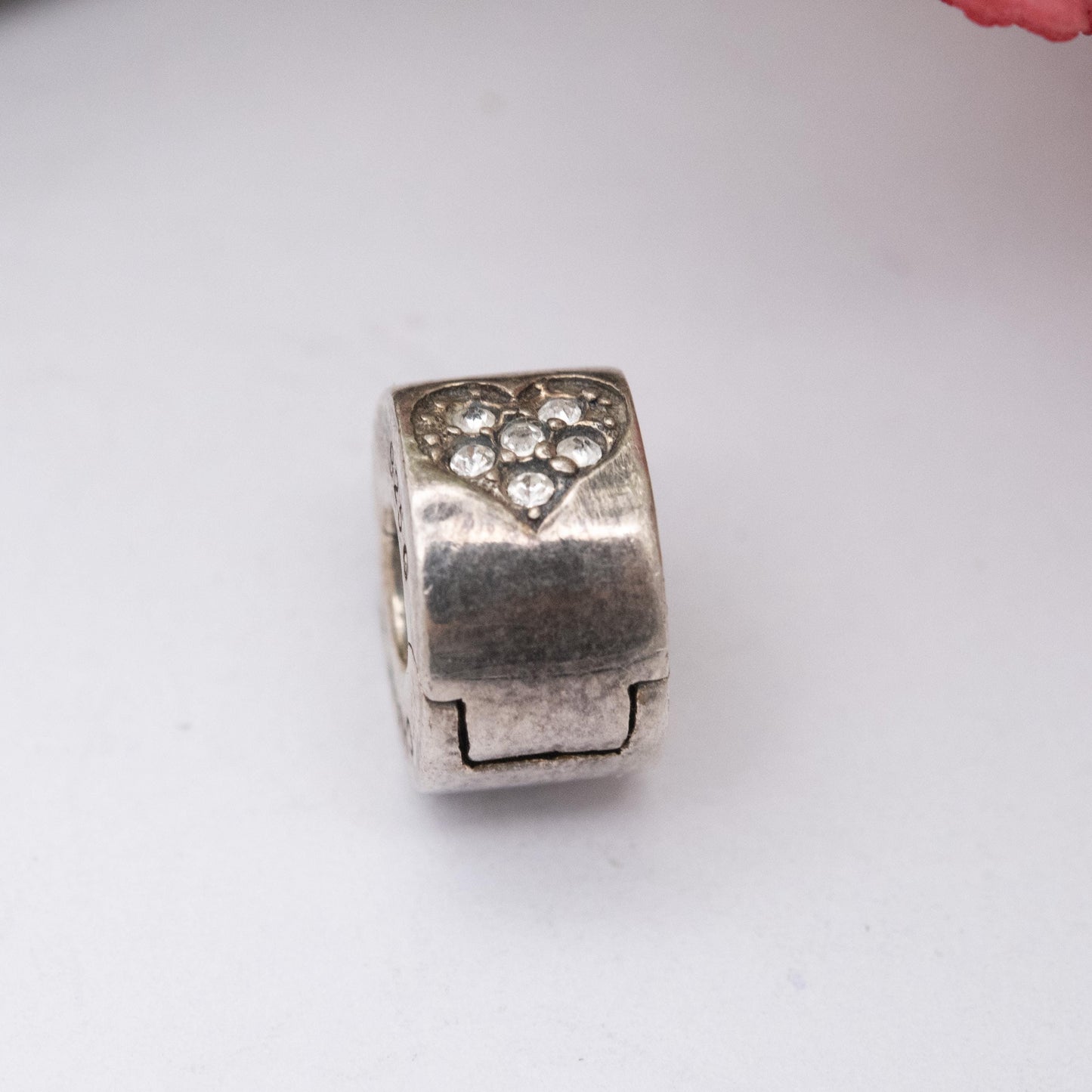 Chamilia Sterling Silver Clear Stone Love Heart Clip Charm Pendant - Designer Gift for Charm Bracelet