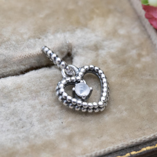 Pandora Sterling Silver Clear Stone Love Heart Charm Pendant - Designer Gift for Charm Bracelet