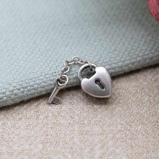 Pandora Sterling Silver Love Heart Lock and Key Charm Pendant - Designer Gift for Charm Bracelet