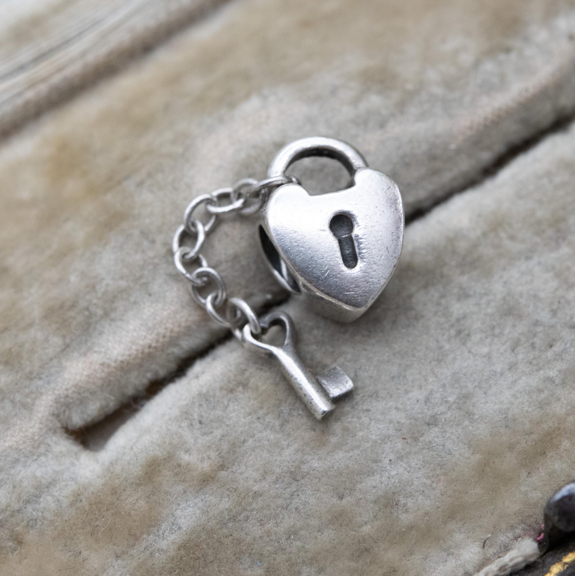 Pandora Sterling Silver Love Heart Lock and Key Charm Pendant - Designer Gift for Charm Bracelet