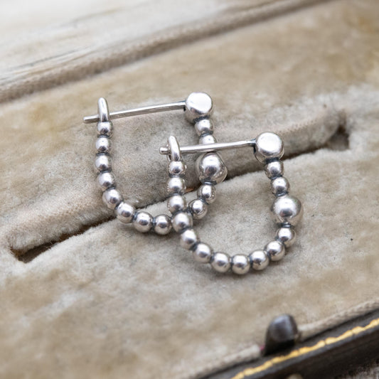 Pandora Sterling Silver Beaded Hoop Earrings - Everyday Designer Jewellery