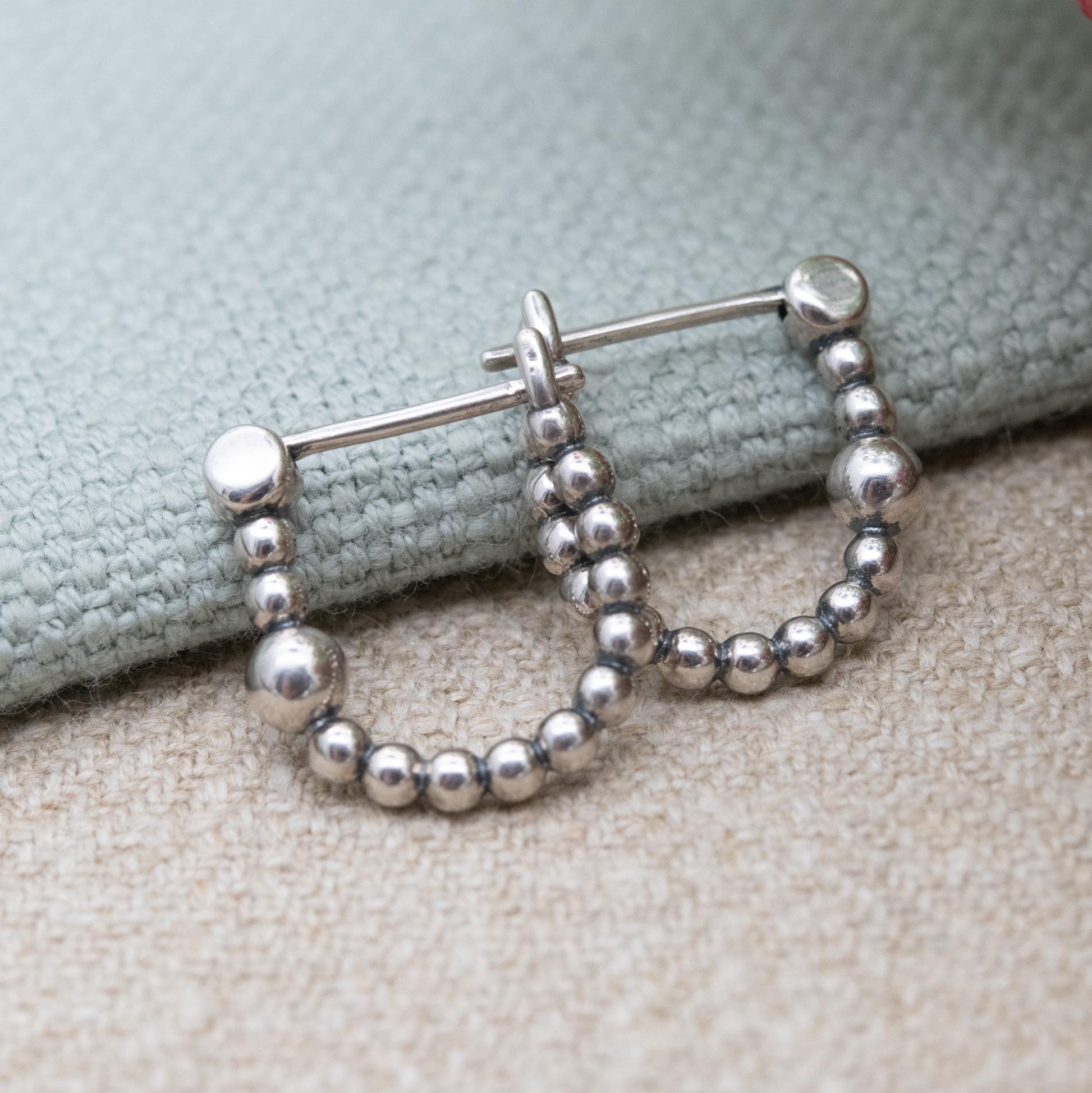 Pandora Sterling Silver Beaded Hoop Earrings - Everyday Designer Jewellery